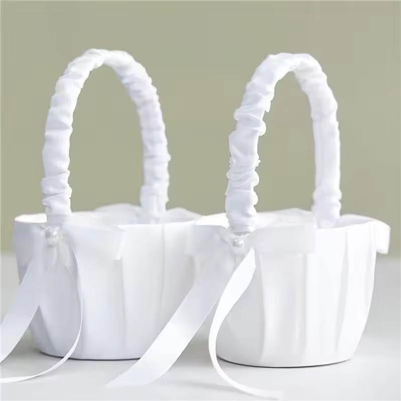 Gardening Tools Girls - Cesta de Flores Branca de Cetim