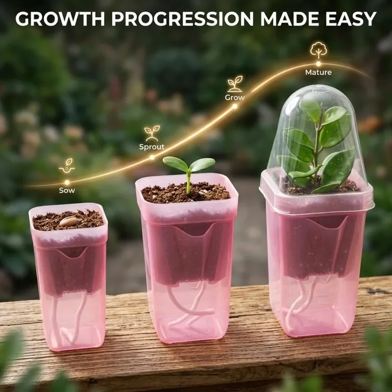 Vasos transparentes cor-de-ros - Self-Watering Planter avaliação e preço